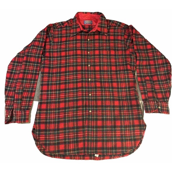 Vintage‎ Pendleton Shirt Mens Large Plaid Flannel Long Sleeve Button Up Down - Picture 1 of 7